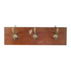 German Jugenschtil Hat Coat Wall Rack 3 Brass Hooks