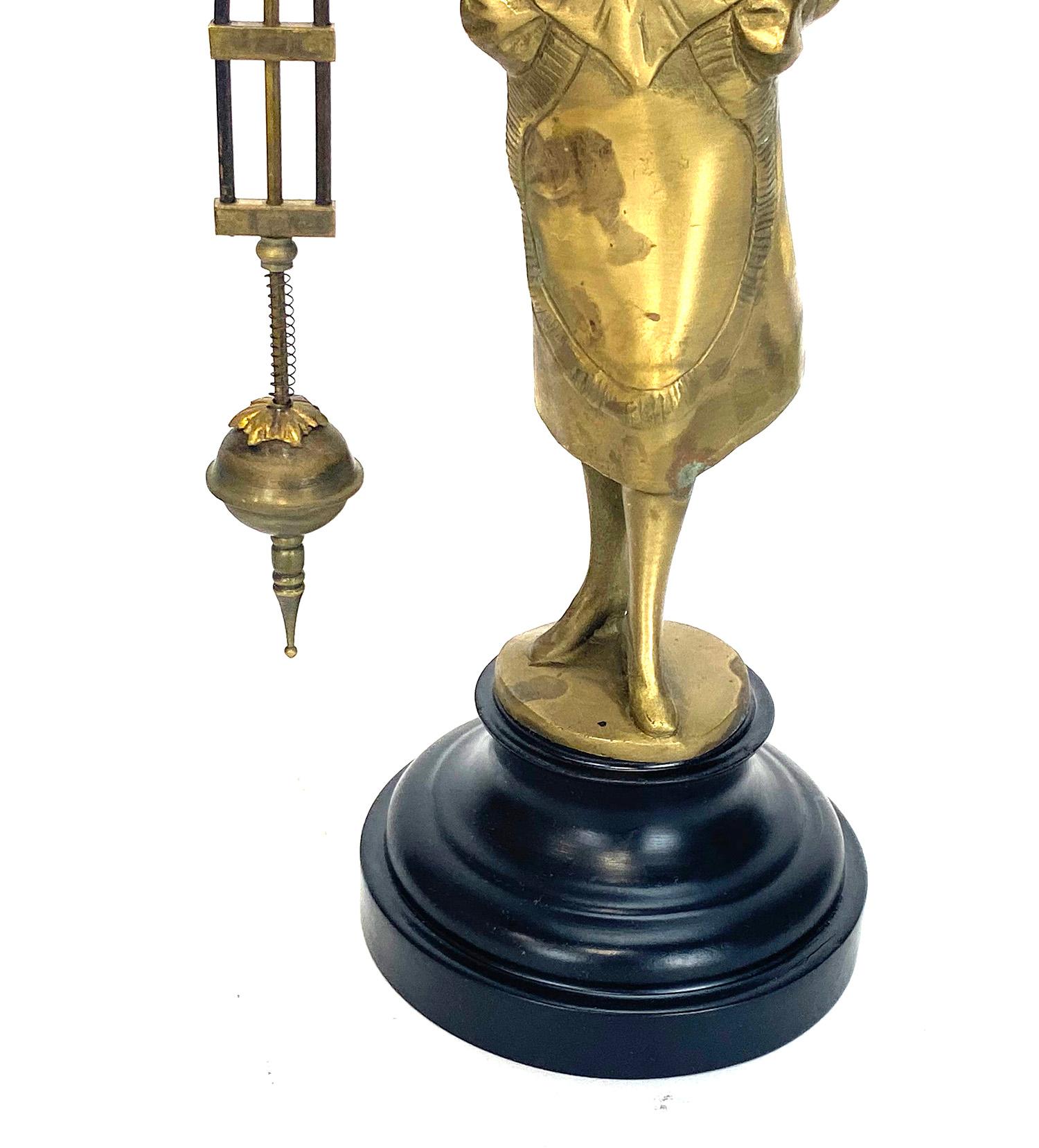 German Junghans Style Brass Barmaid Lady Swinging Clock For Sale 1