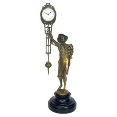 Deutsche Junghans Stil Messing Zwiebel Junge Figur schwingende Uhr