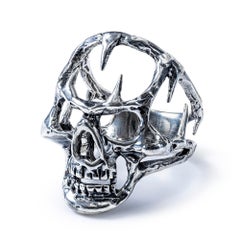 German Kabirski Abime Oxidized 925 Sterling Silver Openwork Skull Ring