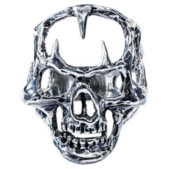 German Kabirski Abime Oxidized 925 Sterling Silver Openwork Skull Ring