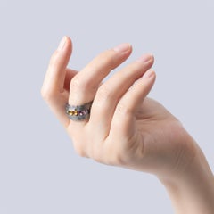German Kabirski Agni Singular Edition Silber Ring mit Regenbogen Saphiren