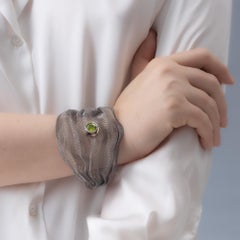 German Kabirski Amiya Silver & Titanium Mesh Bracelet with Natural Peridot