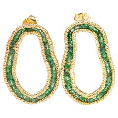 German Kabirski Arven Gold Plated Silver Earrings with Raw Tsavorite Garnet
