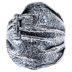 German Kabirski Brocart Oxidized 925 Silver Ring with Organic Folded Texture