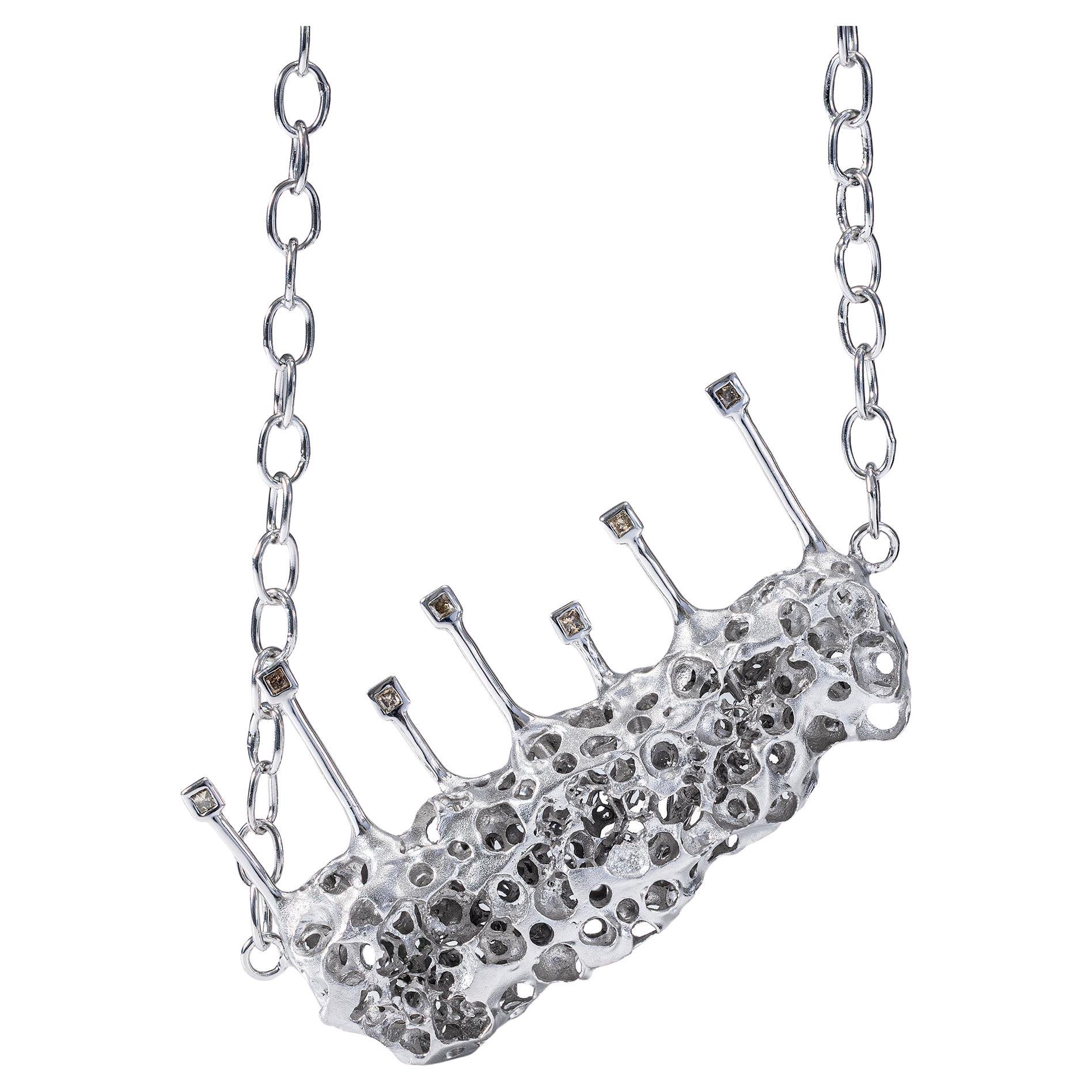 German Kabirski Cardo Singular Edition Princess Cut Diamonds Silver Necklace