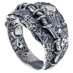 German Kabirski Chimera Textured Oxidized 925 Sterling Silver Ring