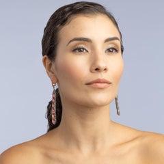 German Kabirski Chimey Gold Plated 925 Silver Asymmetric Earrings with Amethyst