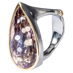 Deutscher Kabirski-Ring aus 925er Sterlingsilber mit Ametrin und Cognac-Diamant