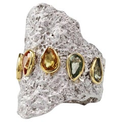 German Kabirski Culus Iconic Handmade Pear Cut Sapphire Silver Ring