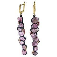 German Kabirski Danae Handcrafted Sapphire 
Ruby Silver Earrings