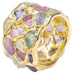 German Kabirski Elara Limited Edition Raw Sapphires Gold Plated Silver Ring
