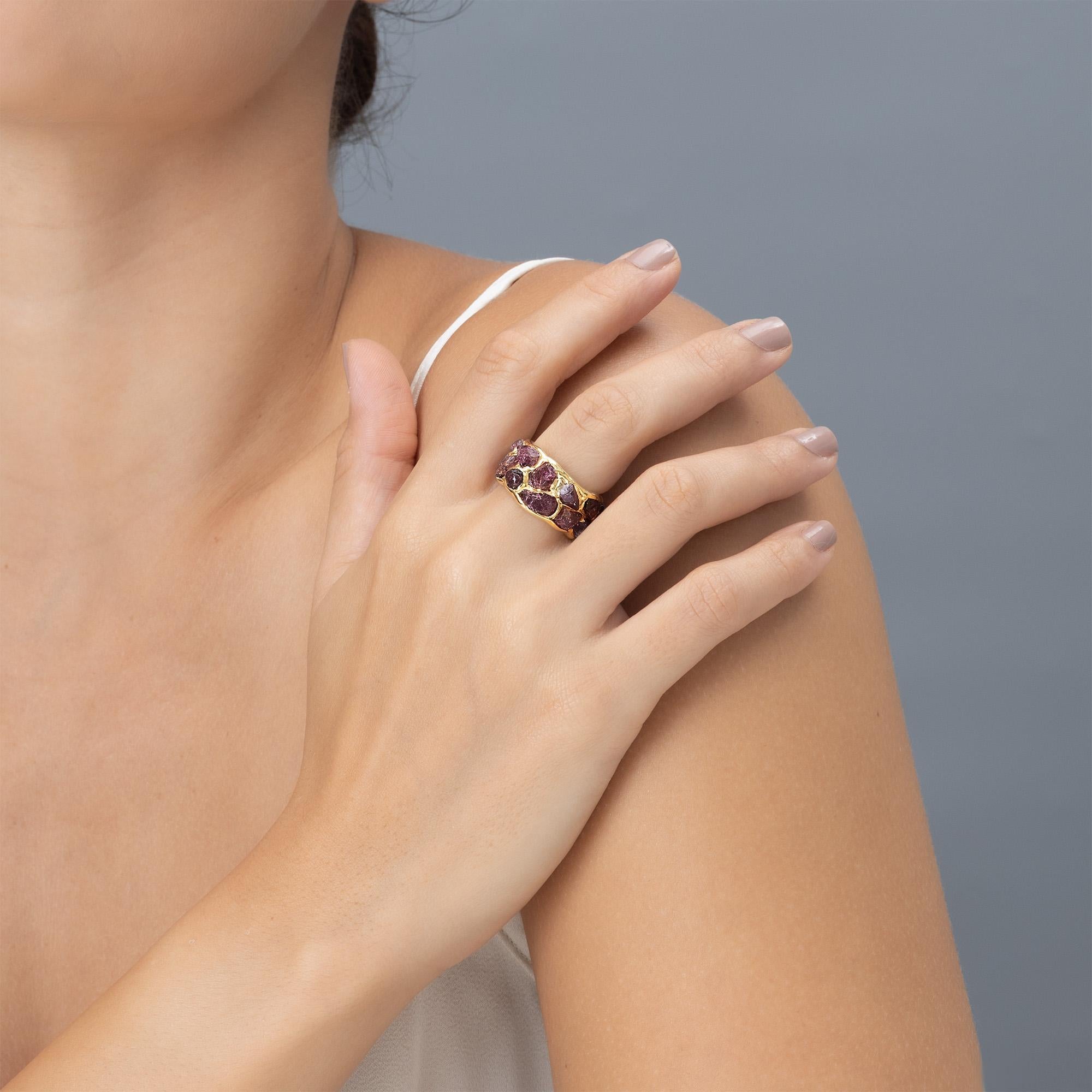 Deutscher Kabirski Enyo Grobgranat Vergoldetes Silber RIng im Angebot 2