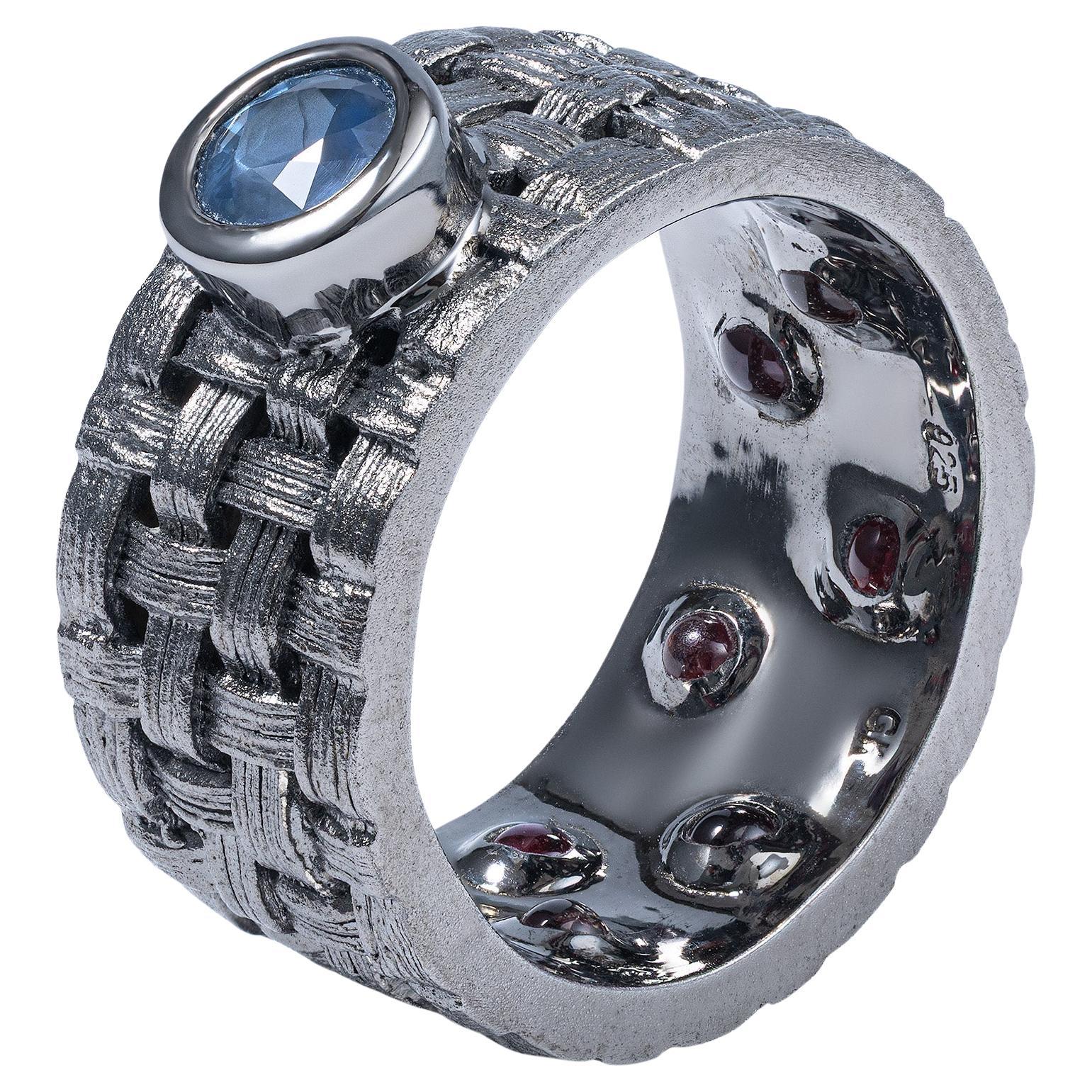 German Kabirski Erebus Singular Edition Egoist Sapphire 
Ruby Silver Ring For Sale