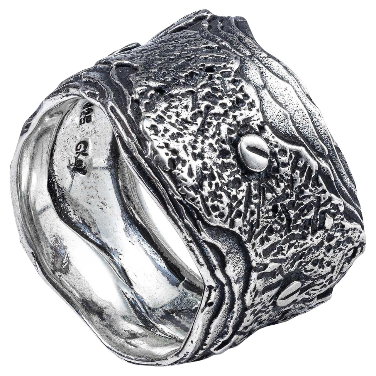 German Kabirski Esker Handmade Silver Ring with a Sculptural Effect For Sale