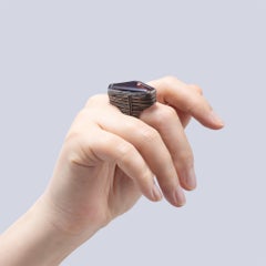 German Kabirski Ezri Singular Edition Silver Ring With Ametrine & Black Spinel