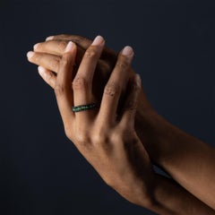 German Kabirski Gaiete Black Anthracite Plated Silver Ring with Raw Tsavorite