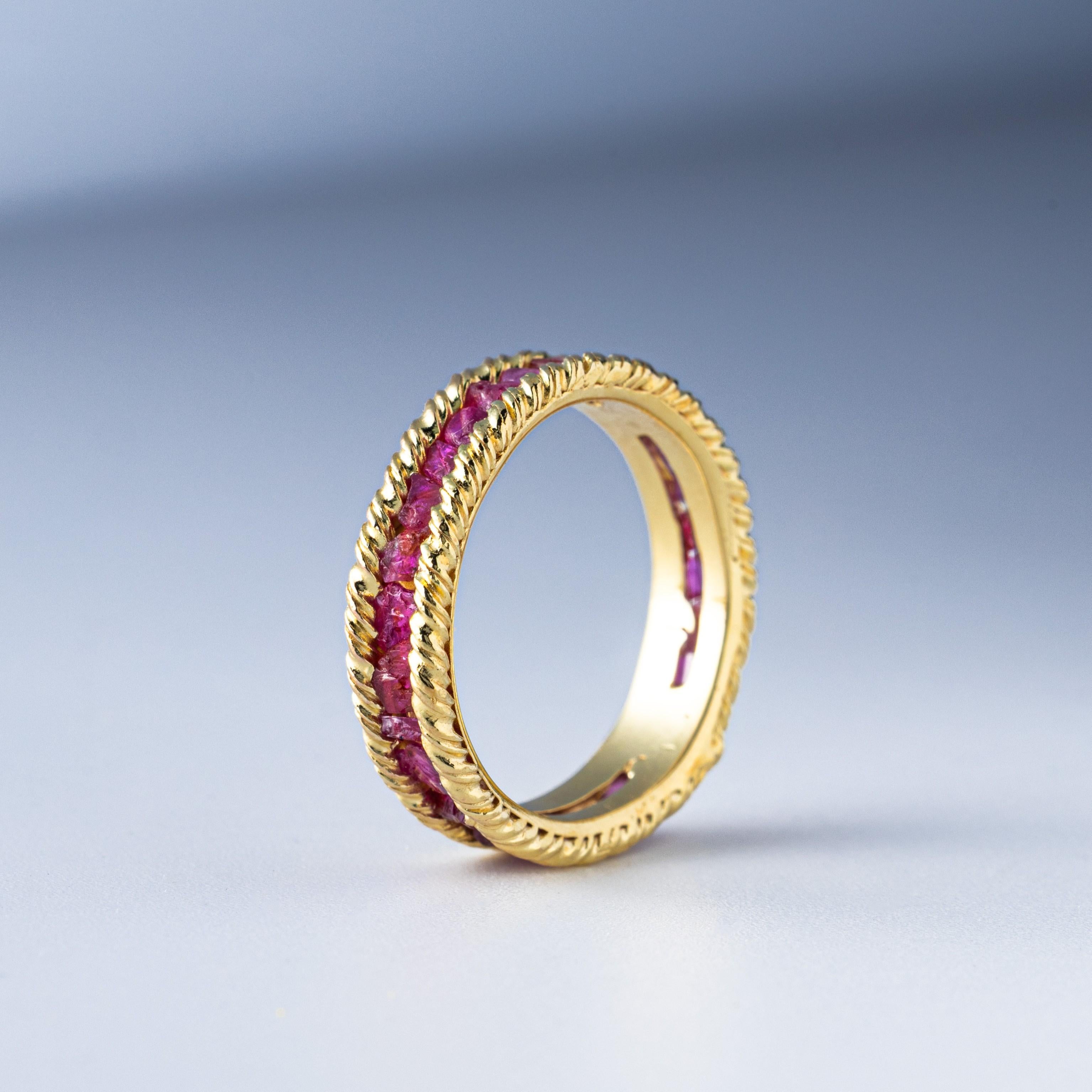 Deutscher Kabirski Gaiete Roh-Rubin Vergoldeter Silber Ring im Zustand „Neu“ im Angebot in West Palm Beach, FL