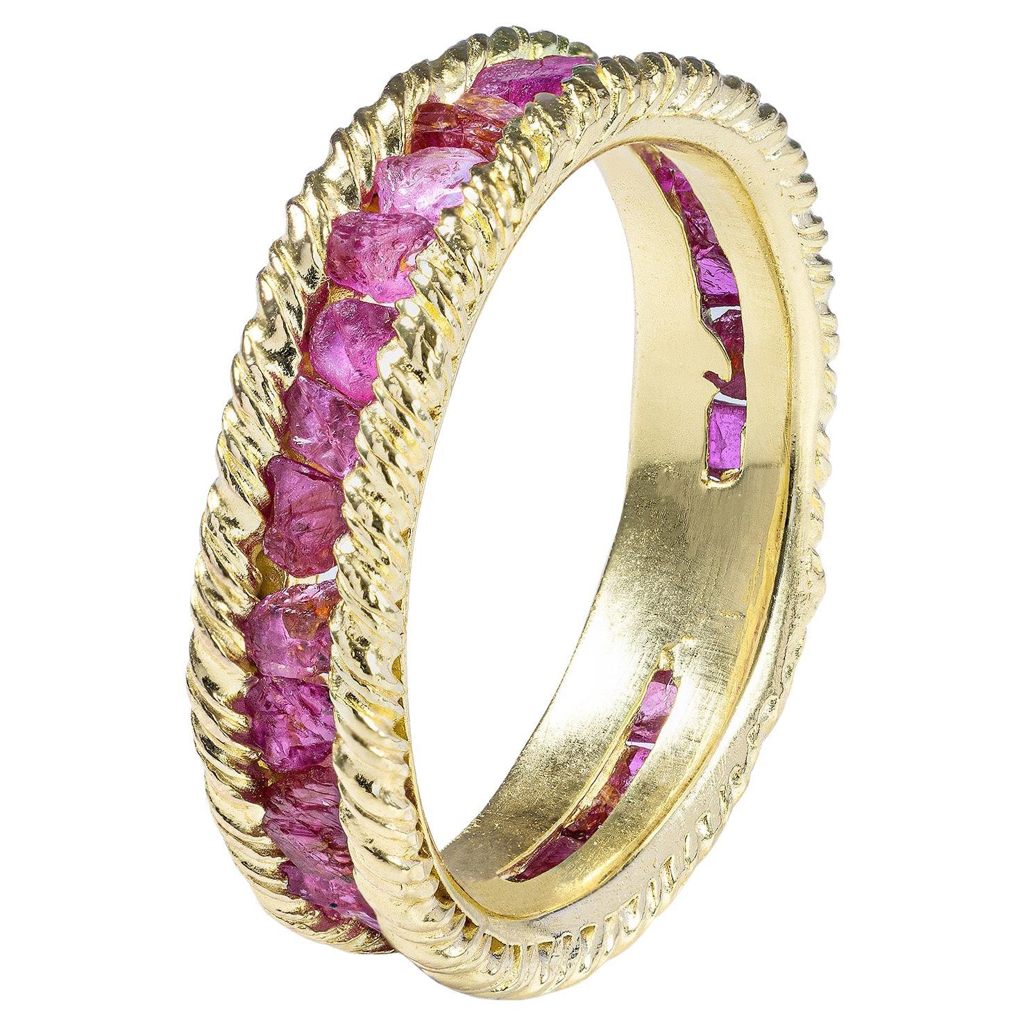 Anello in argento placcato oro con rubino grezzo German Kabirski Gaiete