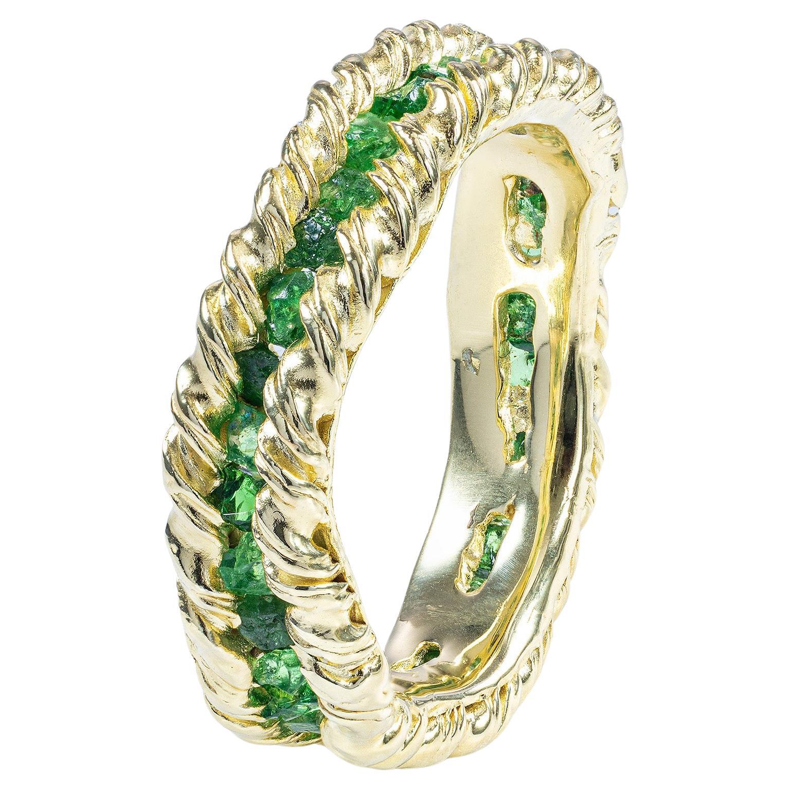 Anello in argento German Kabirski Gaiete con granato di tsavorite grezzo