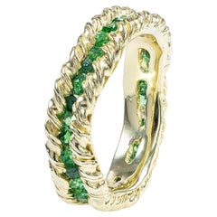 German Kabirski Gaiete Silver Ring with Raw Tsavorite Garnet