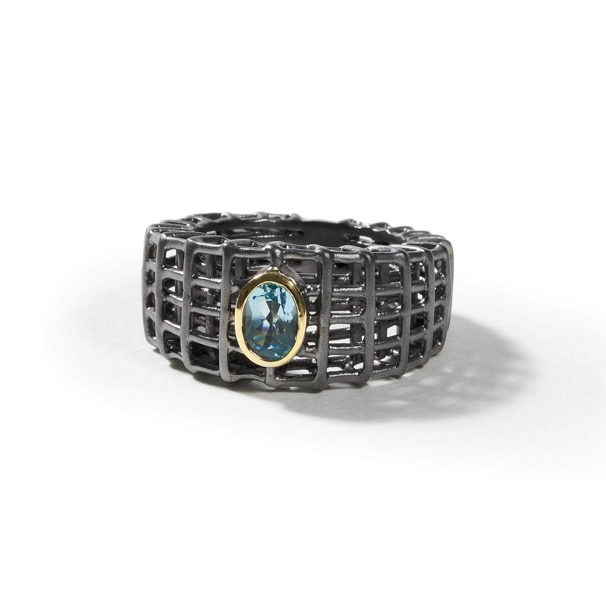 Deutscher Kabirski-Grotel-Blautopas-Ring im Zustand „Neu“ im Angebot in West Palm Beach, FL