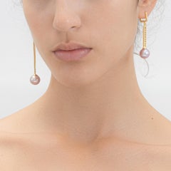 German Kabirski Gwen Asymmetric Pearl & Sapphire Gold Plated Silver Earrings