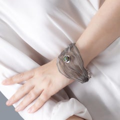 German Kabirski Hada Silver & Titanium Mesh Bracelet with Natural Peridot