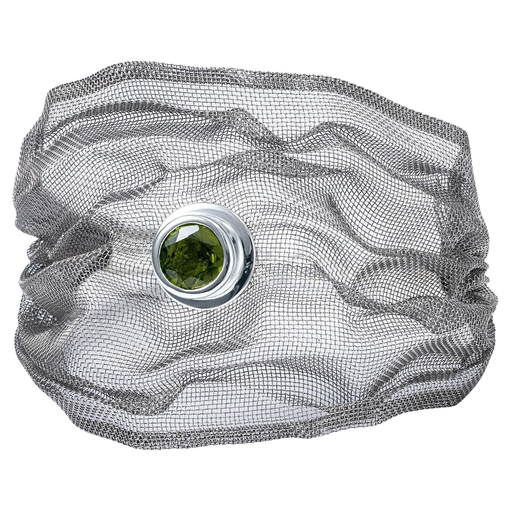 German Kabirski Hada Limited Edition Peridot Silver 
Titanium Mesh Bracelet