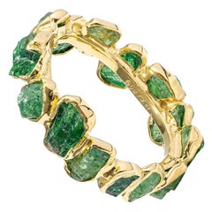 German Kabirski Harita Minimalist Raw Tsavorite Gold Plated Silver Ring