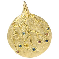 German Kabirski Helio Singular Edition Sapphires Gold Plated Silver Pendant