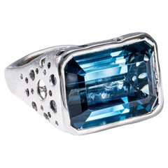 German Kabirski Huron Singular Edition Silver Ring with Blue Topaz