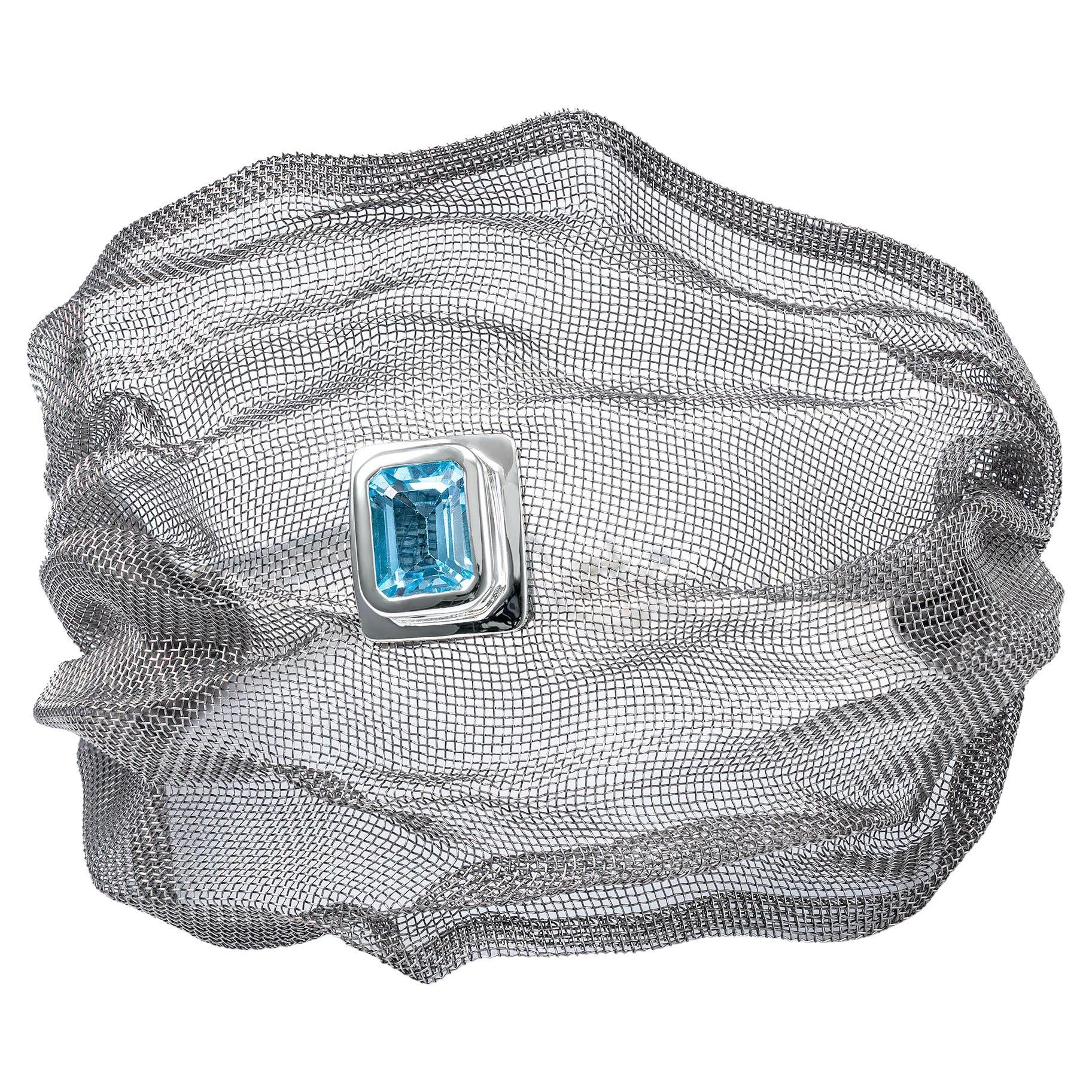 German Kabirski Imge Limited Edition Blue Topaz Silver 
Titanium Mesh Bracelet For Sale