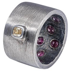 German Kabirski Intra 0.20 Diamond 
Rubies Silver Statement Ring