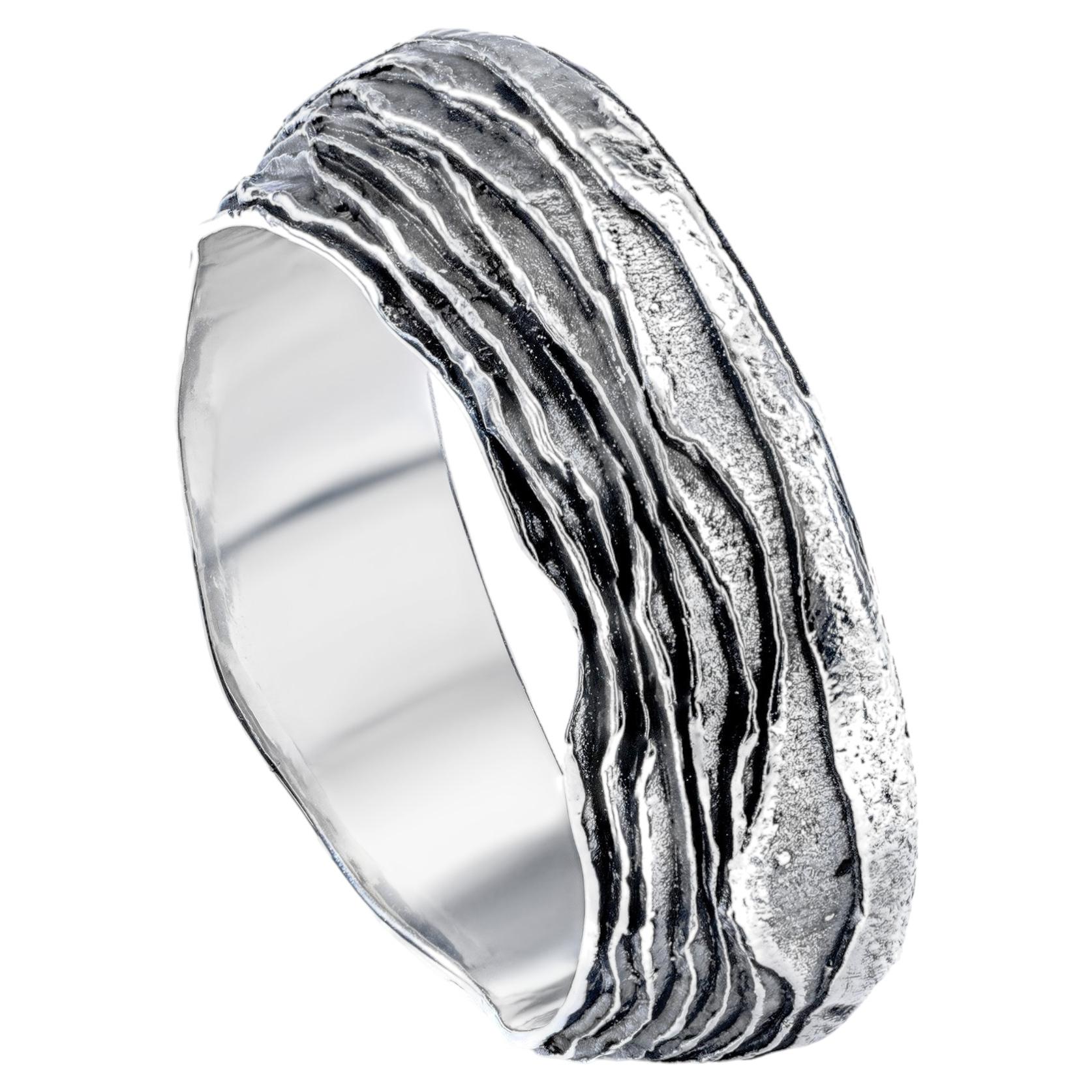 German Kabirski Jotun oxidiert 925 Sterling Silber Ring mit geschichteten Textur