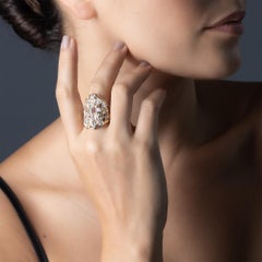German Kabirski Kelea 14K Gold Plated Silver Ring with Raw Zircon & Ruby