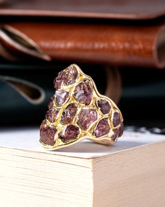 German Kabirski Kelea Rough Garnet Gold Plated Silver Ring