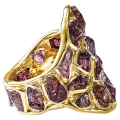German Kabirski Kelea Rough Garnet Gold Plated Silver Ring