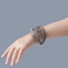 German Kabirski Kinui Silver & Titanium Mesh Bracelet with Natural Amethyst