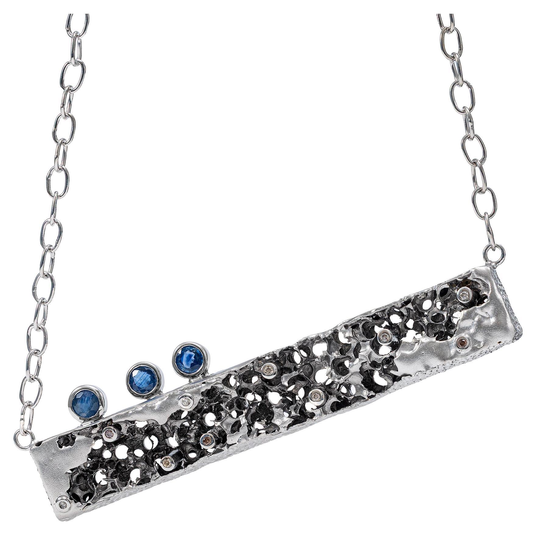 German Kabirski Kion Singular Edition Blue Sapphires
Diamonds Silver Necklace