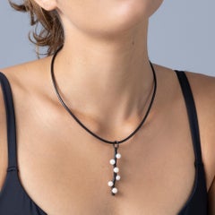 German Kabirski Kralen Black Anthracite Plated Silver Pendant with Micro Pearls