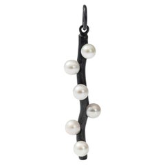 German Kabirski Kralen Black Anthracite Plated Silver Pendant with Micro Pearls