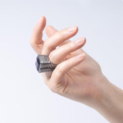 German Kabirski Liron Singular Edition Silber Ring mit Amethyst & Schwarzem Spinell