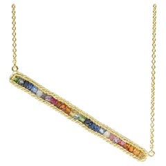 German Kabirski Lithos Raw Mixed Sapphires Gold-Plated Silver Necklace