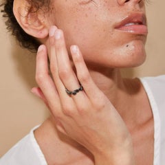 German Kabirski Livia Iconic Raw Blue Sapphire Black Rhodium Plated Silver Ring