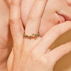 German Kabirski Livia Iconic Raw Blue Sapphire Gold Plated Silver Ring