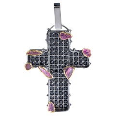 German Kabirski Logos Singular Edition Rubies 
Spinel Silver Cross Pendant
