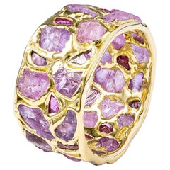 German Kabirski Lythara Handcrafted Pink Sapphire 
Ruby Gold Plated Silver Ring