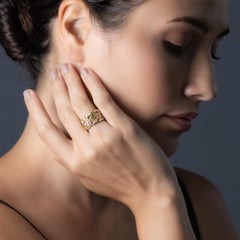 German Kabirski Lythara Handcrafted Ruby & Sapphire Gold Plated Silver Ring