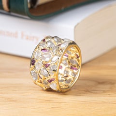 German Kabirski Lythara Rohzirkon & Rubin Vergoldetes Silber RIng